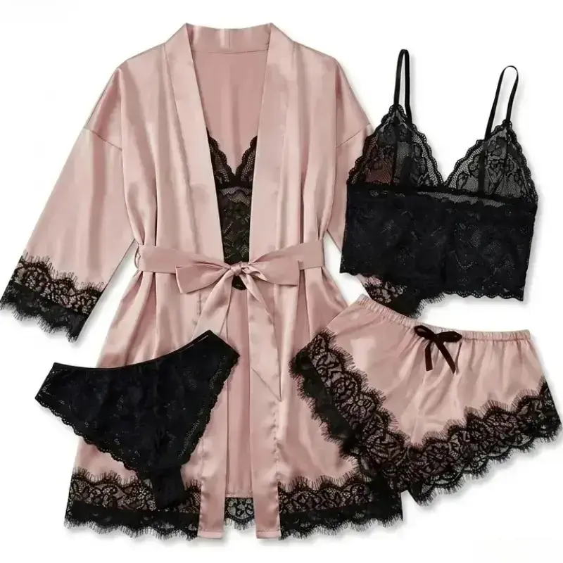 Set Piyama Satin 4 Potong untu - Bathrobe ulasan dan harga